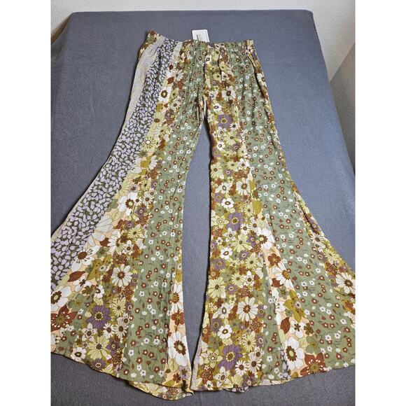 Sky To Moon Pants Womens Small Multicolor Floral Bobbi Rocco Super Flare Boho - Picture 7 of 9